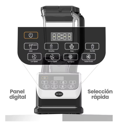 Licuadora Profesional Delher 2 L 1200w Y 2 Vasos Smoothies
