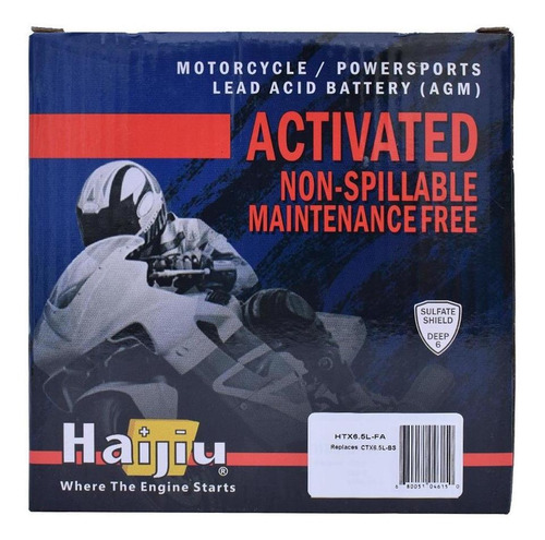 Imagen 3 de 8 de Batería Moto Haijiu Htx6-5l-fa Agm- Gel Libre Mantenimiento