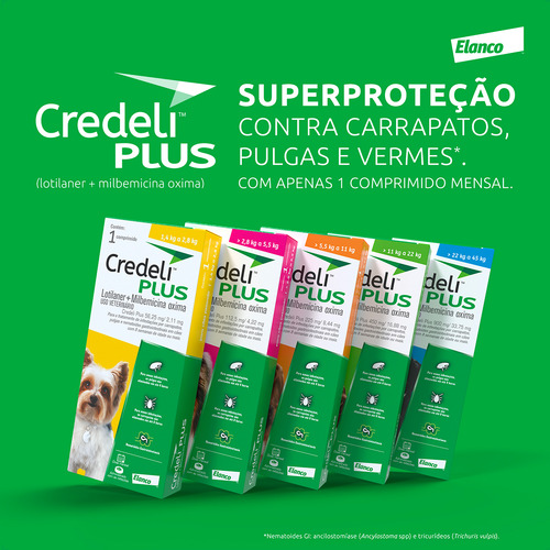 4 Credeli Plus Elanco Para Cães De 5,5 A 11 Kg - 1 Comp