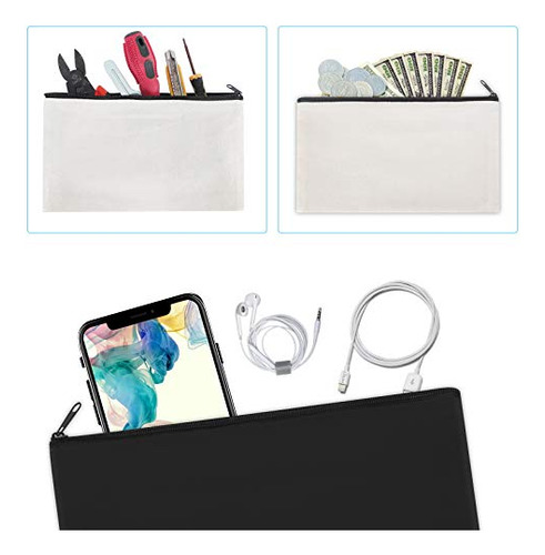 Bolsa De Maquillaje De Algodón Negro Con Cremallera