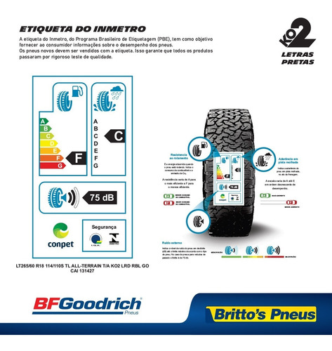 Imagem 6 de 10 de Kit 4 Pneus Aro 18 Bf Goodrich All-terrain Ko2 - 265/60 R18