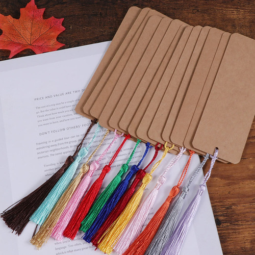 Marcadores Kraft Tags De Papel En Blanco Con Borlas, 2 Juego