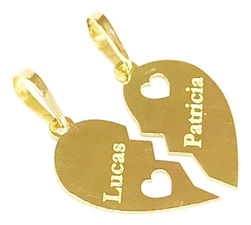 Pingente Coração Cara Metade Ouro 18k Personalizado Namorado