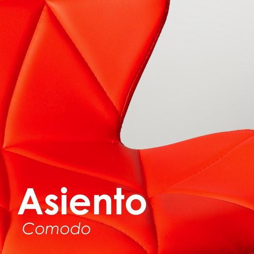 Silla De Bar Acolchada Con Respaldo Geométrico Taburete Color de la estructura de la silla Plateado Color del asiento Rojo