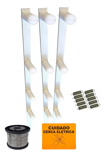 Kit Cerca Elétrica Falsa Para 5 Metros Linear De Muro Cor Prateado