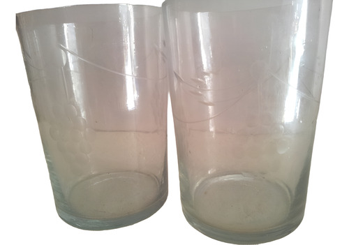 Vasos Grabados Al Acido Vidrio Con Motivos Frutales 2 Vasos (Usado)