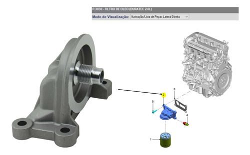 Cabecote Do Filtro De Oleo Focus 2005 A 2017 Duratec 2.0