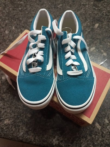 Zapato Vans Old Skool Para Niño Azul Talla 13.5 Uk **nuevo**