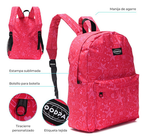 Mochila Escolar Colegial Estampada Impermeable Goodpak 20 L Color Estampada Roja Diseño De La Tela Estampado
