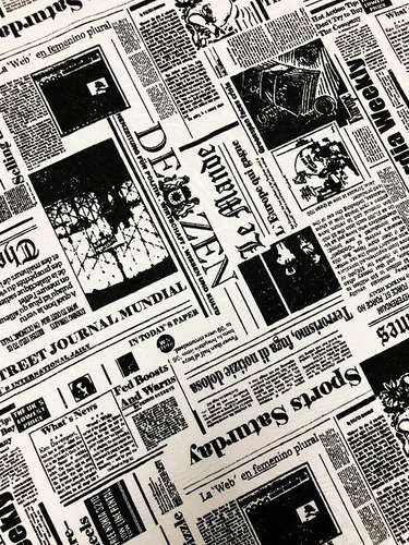 Tecido Para Estofados Jacquard Jornal Vintage Retrô 5m