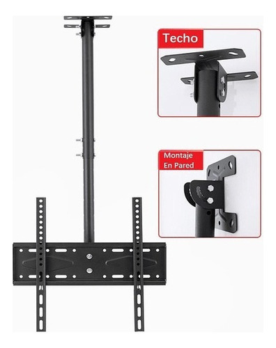 Soporte Tv Columna Para Techo Base Para Tv 26  A 60 Color Negro