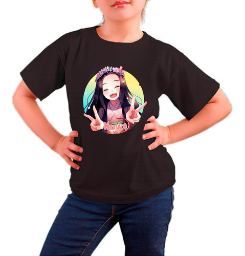 Polera Estampada 100%algodón Niña Nezuko Exclusiva Moda 2022