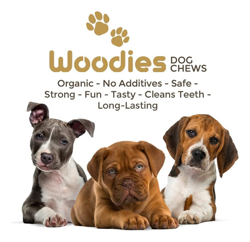 Woodies Dog Chews Toys - Todo Natural, Madera De Café, Segur