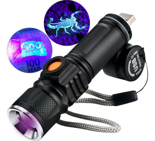 Lanterna De Led Luz Ultravioleta Uv Escorpião Dinheiro Falso