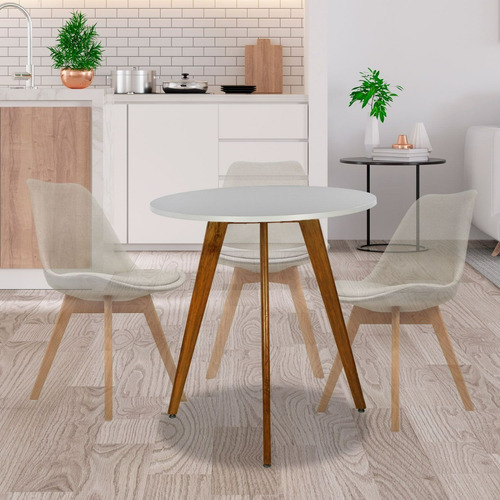 Mesa De Centro Mundo In Frankfurt 80cm Comedor Restaurante Color Blanco