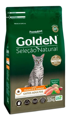 Golden Seleção Natural Gatos Adultos Frango Arroz 3kg