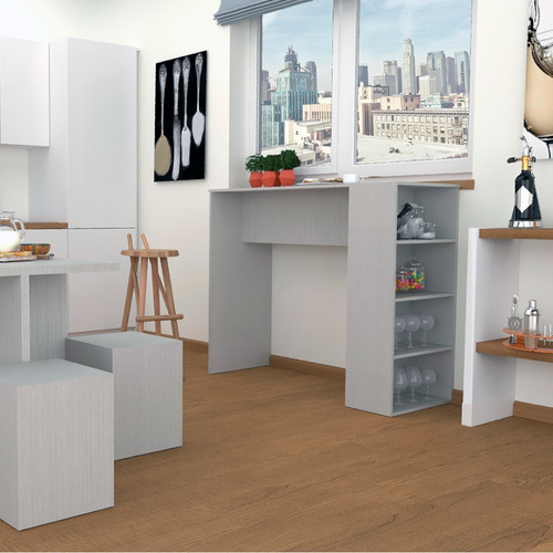 Imagen 5 de 10 de Desayunador Barra Mesa Alta De Cocina Delos Smart 130x110