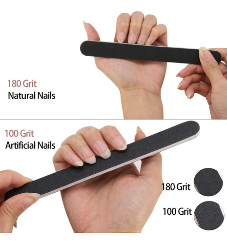 50 Limas De Uñas Para Uñas Acrílicas, Grano 100/180, Limas D