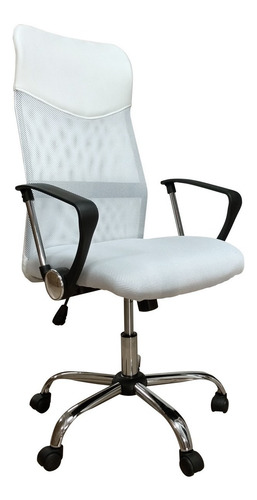 Imagen 4 de 7 de Silla Escritorio Mesh Blanca Base Metal Basculante