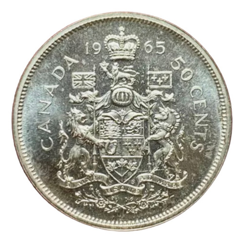 Moneda 50 Centavos Canadá 1965 Plata 0.800 Km 63 Unc