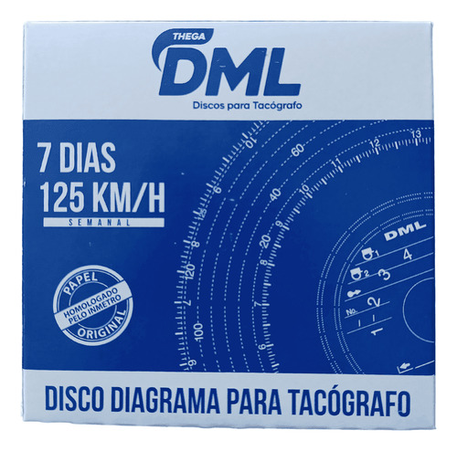 Kit 5 Caixas Disco Tacografo Dml Semanal 7 Dias 125km/h