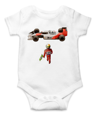 Body Para Bebé Ayrton Senna Auto Ayrton Algodon Color Blanco