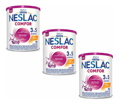 Kit C/3 Composto Lácteo Neslac Comfor Zero Lactose 700g
