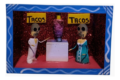 Mini Ofrenda Para Altar Del Día De Muertos Hecha A Mano Azul