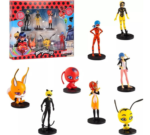 Miraculous Set X8 Figuras Con Base Toppeez - Sharif Express