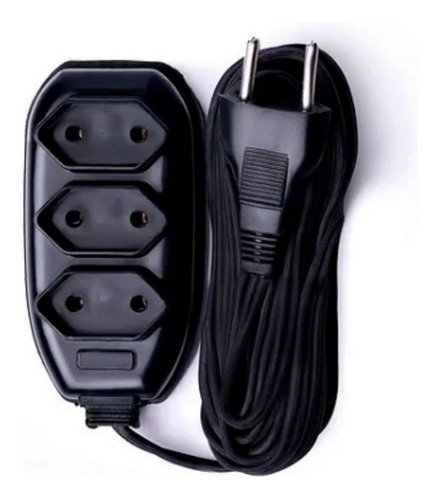 Extensão Elétrica 5 Metros Bivolt 3 Saídas Cor Preto 127V/220V