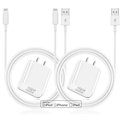 Cargador rápido para iPhone 【Certificado Apple MFi】 Kitminun 20 W USB C,  cargador de pared rápido tipo C con cable USB C a Lightning de 6 pies para