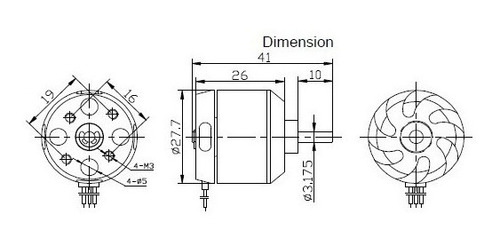 Motor Brushless Aero Bc2826- 6 2200kv Com Montante - Rcx