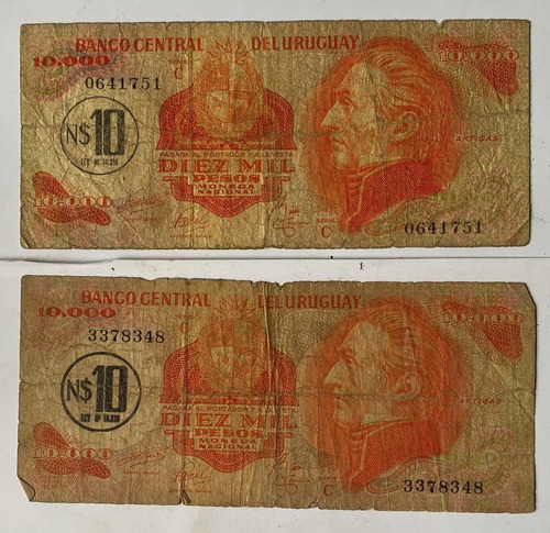 Billete Uruguay 10 Nuevo Peso 1975, 20c, Rotondaro, Bu42