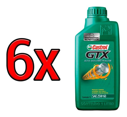 Oleo Castrol 25w60 Sl Gtx Alta Km Mineral 6x 3380148