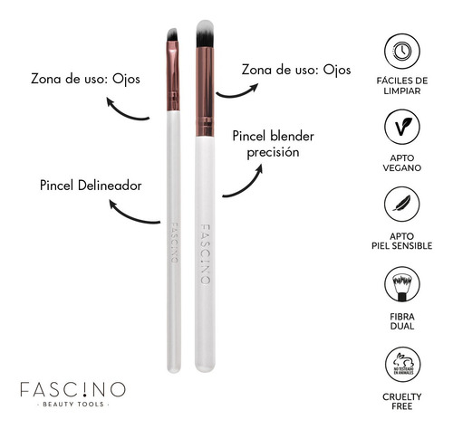 Imagen 11 de 12 de Set 15 Brochas Y Pinceles De Maquillaje Crueltyfree Fascino