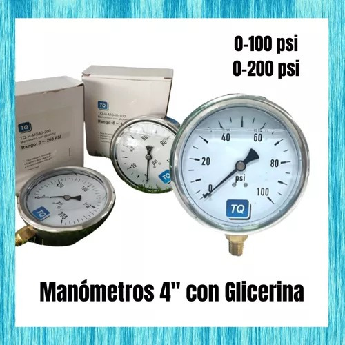 Manometro En Glicerina 0 - 100 Psi Marca Total 