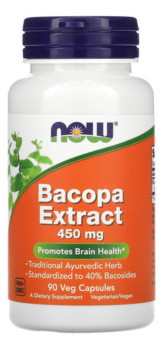 Bacopa Extract 450 Mg 90 Cápsulas Now Foods Vegetales