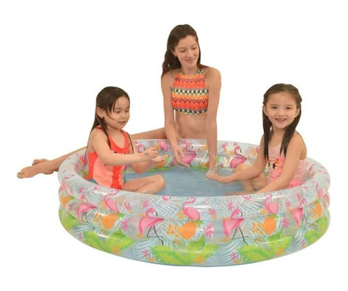 Pileta Redonda Inflable Flamenco 3 Anillos 190l Niño Verano