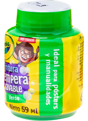 Pintura Escolar Tempera Lavable Marca Crayola 59ml Verde