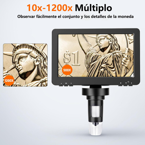 Microscopio Digital Lcd 7 In Con Aumento 1200x 1080hd 32g Sd