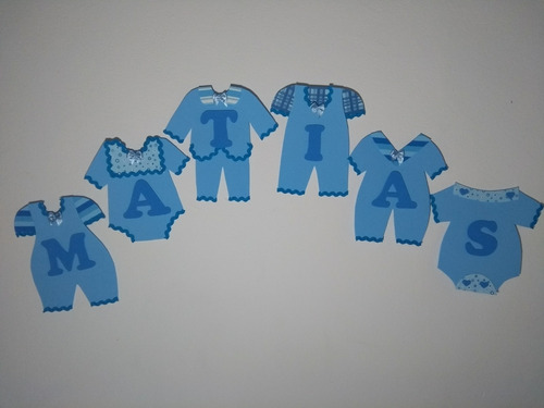 Varal De Roupinha Azul Bebê Em Eva Kit C/6 Letras - O1