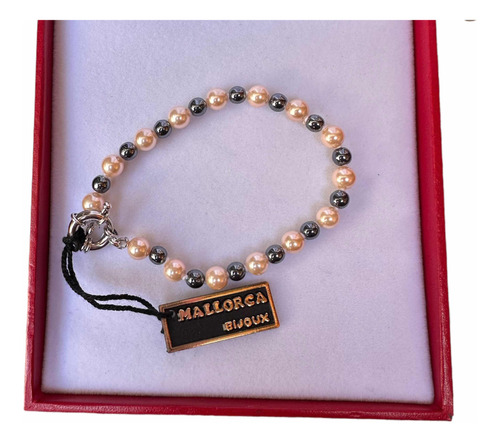 Pulsera Perlas Mallorca 6mm Con Piedra Hematita