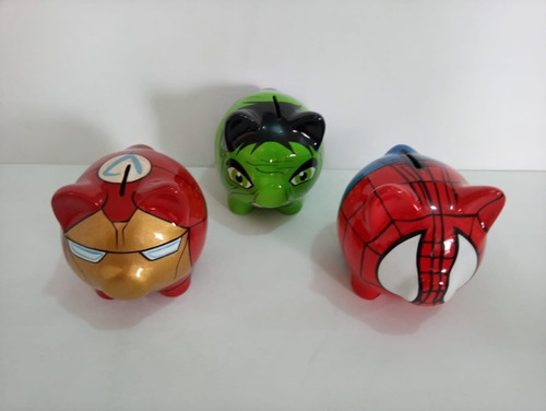 Alcancías Personajes (spiderman ¡iroman, Capitán America) 