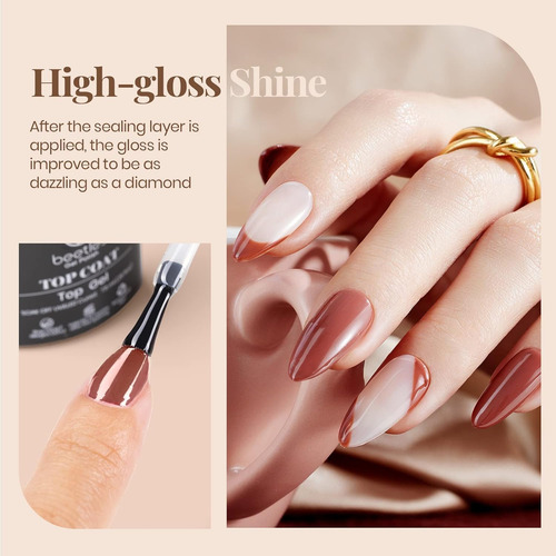 Kit Base Para Uñas En Gel Top Coat Y Pegamento De 15 Ml Transparente