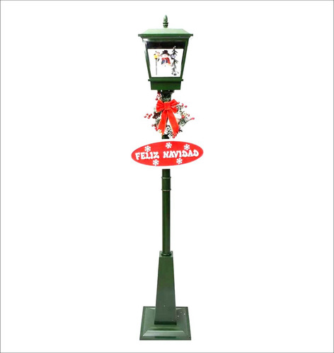 Farol Musical Navideño, Con Luces Y Cae Nieve 1.80 Mtrs