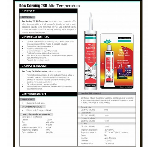 Imagen 2 de 5 de Silicón Multiusos Rojo Dowcorning 736 492163 300ml 15201470