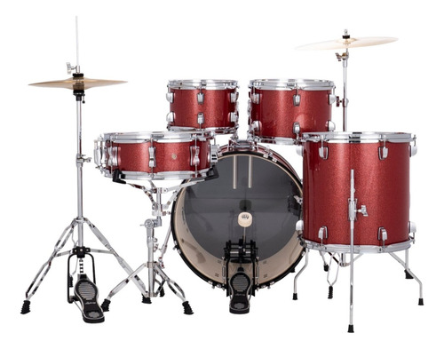Batería 5tambores Ludwig Lc19514 Rojo Sparkle Y Accesorios