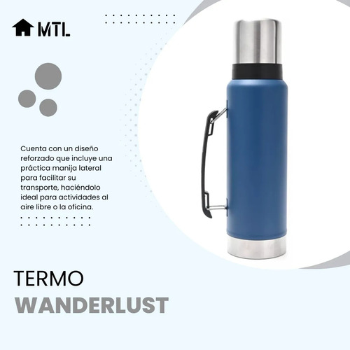Termo Matero Color Azul Wanderlust 1.3 Litros Acero Inox