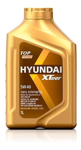 Aceite Motor Hyundai/kia Xteer Top 5w40 Lt Sintetico