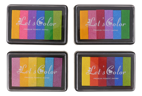 Almohadilla De Tinta De Colores Rectangular Para Niños, 4 Un